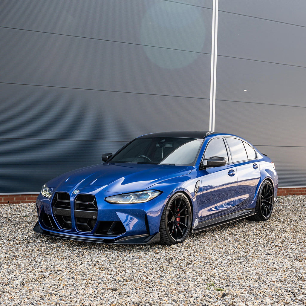 BMW M3 G80 G81 ve M4 G82 G83 uyumlu V tasarım ön tampon eki