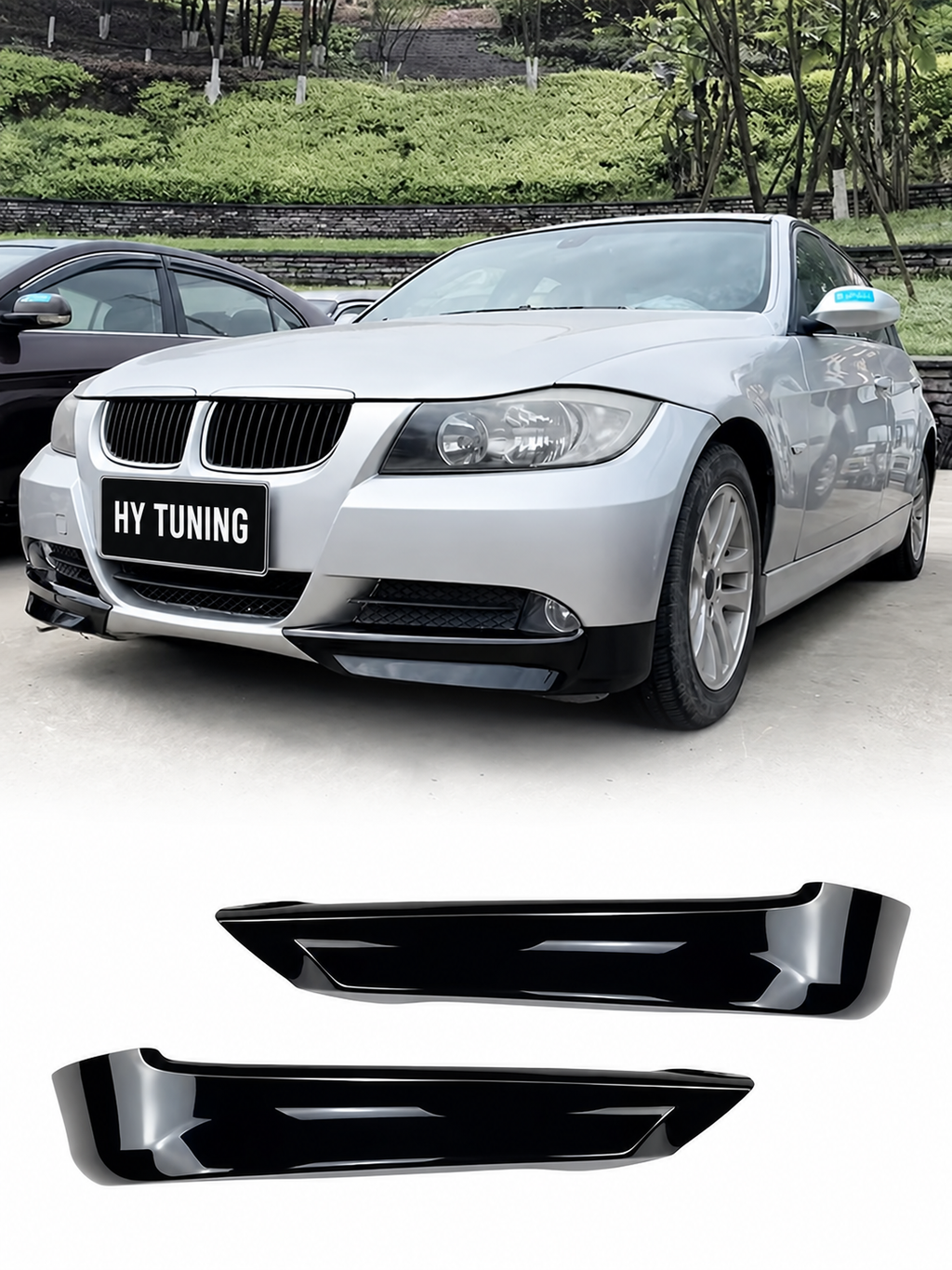 BMW 3 Serisi E90 2005-2008 Standart Tampon Uyumlu Ön Flap Seti Parlak Siyah