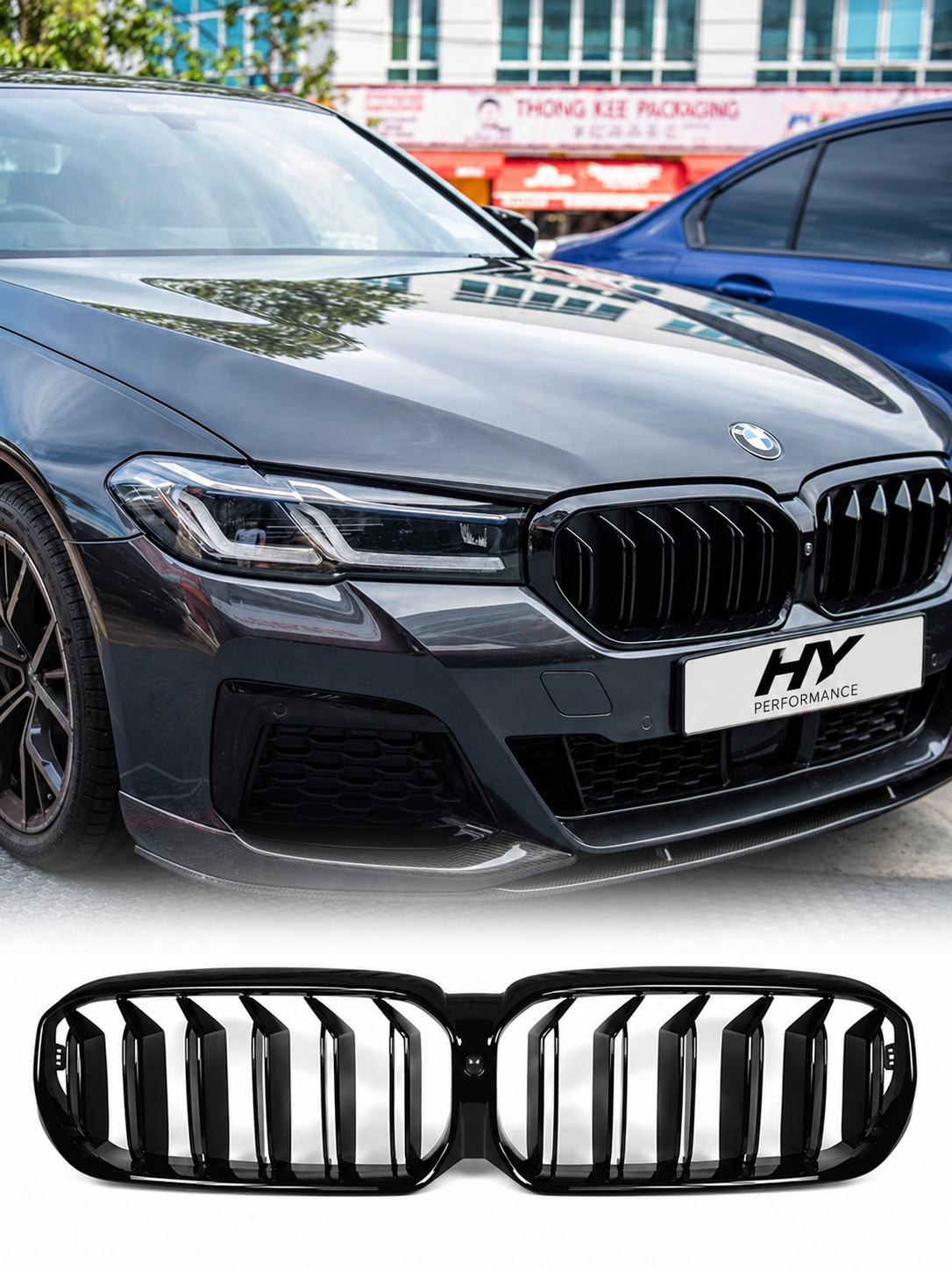 BMW 5 Serisi G30 LCI F90 LCI Çift Çıtalı Parlak Siyah Ön Panjur