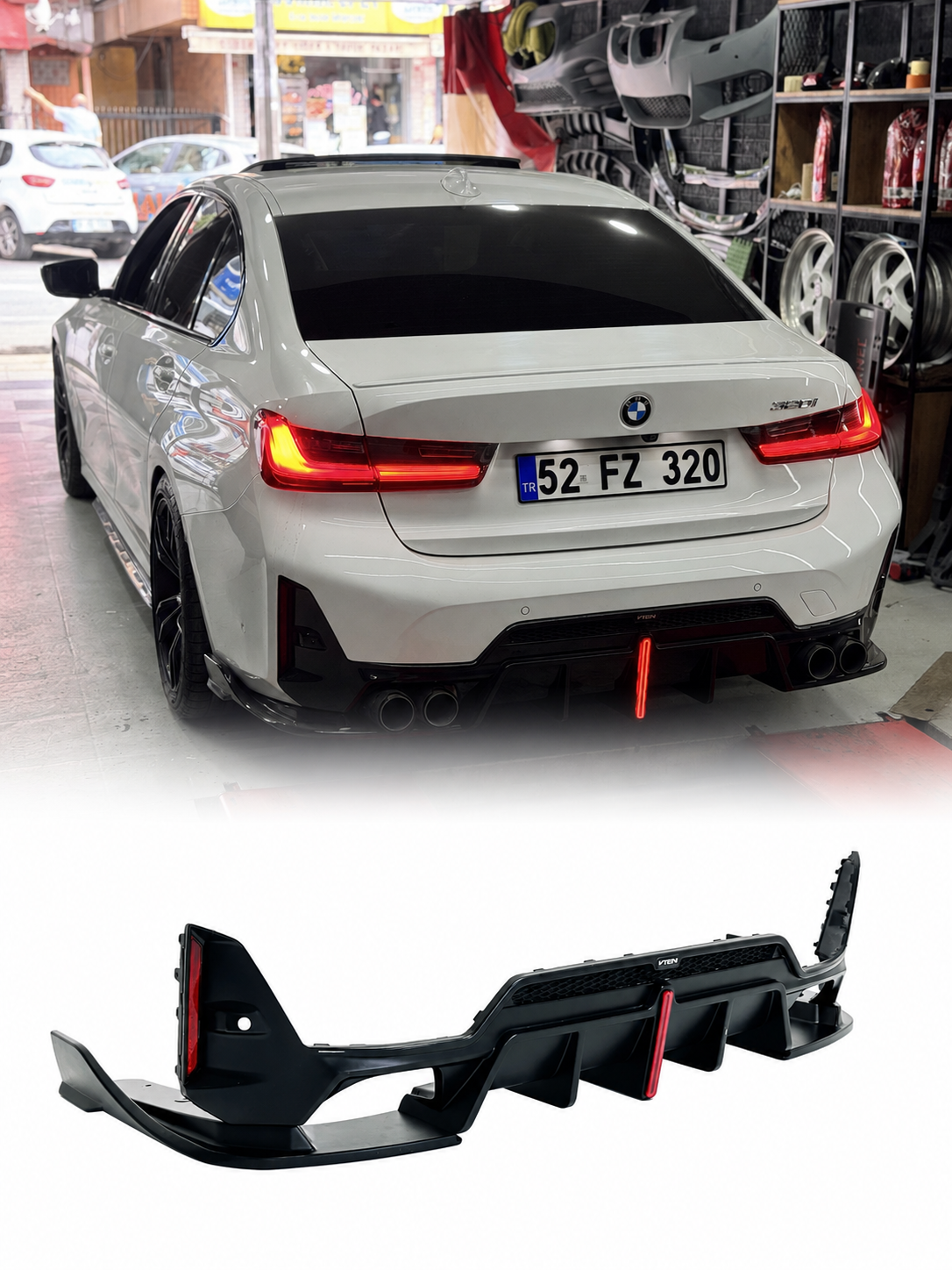 BMW G20 LCI 340 340i M340i F1 Ledli Işıklı Çakarlı Vten Difüzör