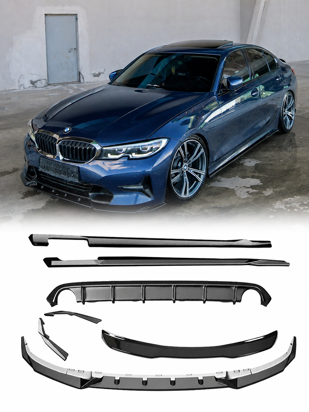BMW G20 Sport Line 2018-2022 body kit ön lip marşpiyel difüzör spoyler