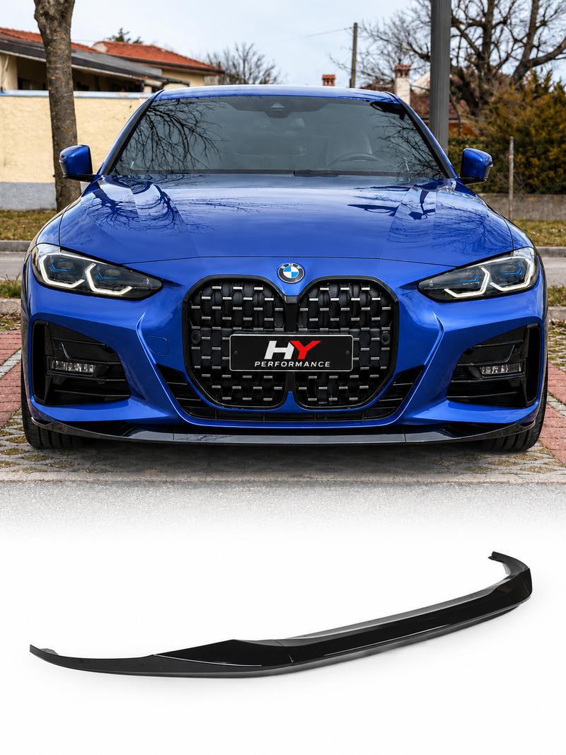 BMW 4 Serisi G22 Coupe G23 Cabrio 2020-2026 M Sport Uyumlu M Performance Style Parlak Siyah Ön Tampon Eki (Lip)