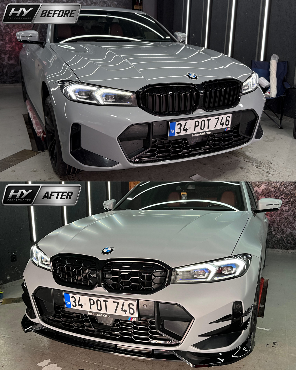 BMW 3 Serisi G20 LCI 2022+ Parlak Siyah Ön Tampon Bıçakları