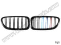 BMW 5 Serisi F10 ve F10 LCI 2010-2016 Uyumlu Piano Siyah, Çift Çıtalı M Renkli Ön Panjur Seti