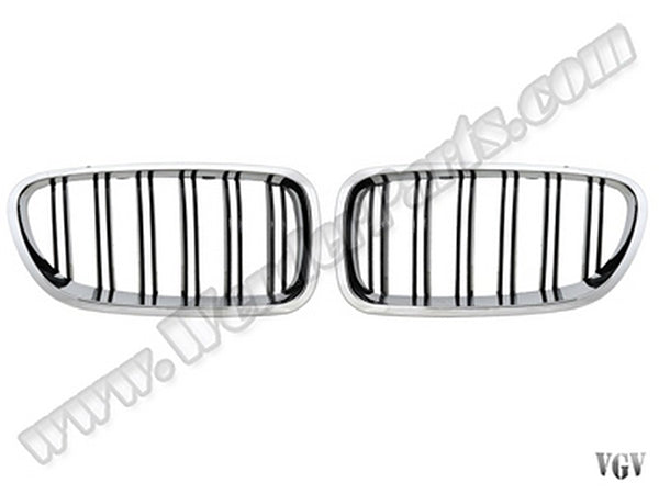 BMW 5 Serisi F10 ve F10 LCI 2010-2016 Uyumlu Krom/Siyah, Çift Çıtalı Ön Panjur Seti