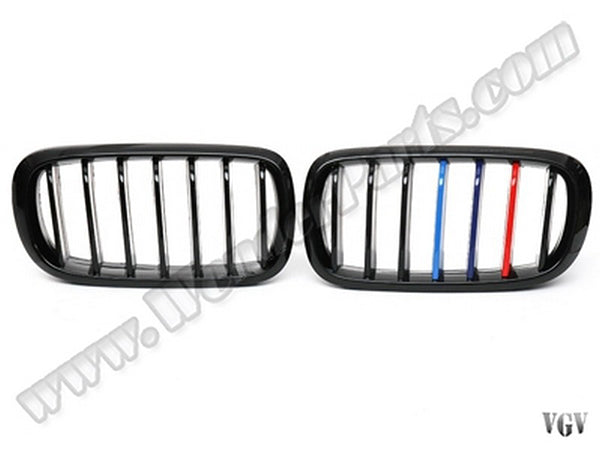 BMW X5 F15 / X6 F16 2014-2018 Uyumlu Piano Siyah M Renkli Ön Panjur Seti