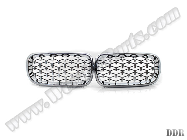 BMW X5 F15 2014-2018 Uyumlu Krom ve Siyah, Diamond Style Ön Panjur Seti