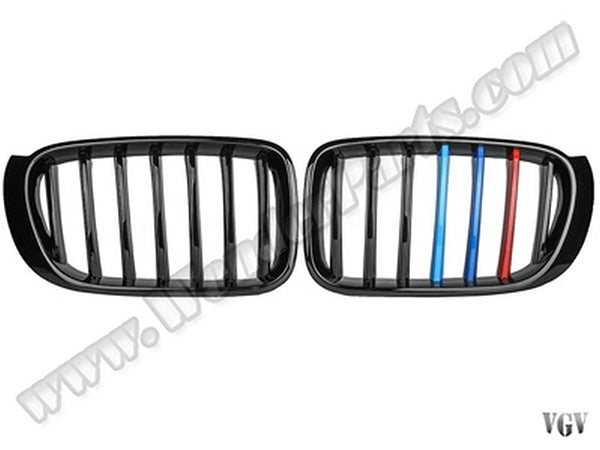 BMW X3 F25 / X4 F26 2014-2018 Uyumlu Piano Siyah M Renkli Ön Panjur Seti