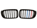 BMW X3 F25 / X4 F26 2014-2018 Uyumlu Piano Siyah, Çift Çıtalı M Renkli Ön Panjur Seti