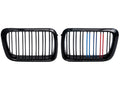 BMW 3 Serisi E36 1997-1999 Uyumlu Piano Siyah, Çift Çıtalı M Renkli Ön Panjur Seti