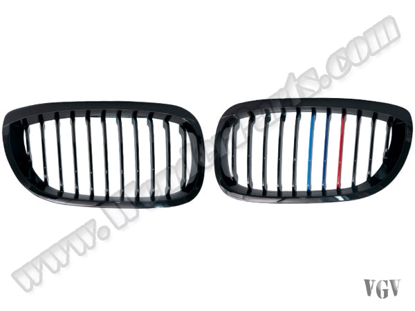 BMW 3 Serisi E46 2003-2006 Uyumlu Piano Siyah M Renkli, Coupe Ön Panjur Seti