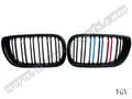 BMW 3 Serisi E46 2002-2005 Uyumlu Piano Siyah, Çift Çıtalı M Renkli, Sedan Ön Panjur Seti