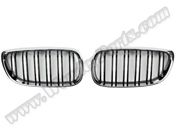 BMW 5 Serisi E60 ve E60 LCI 2003-2009 Uyumlu Krom/Siyah, Çift Çıtalı Ön Panjur Seti
