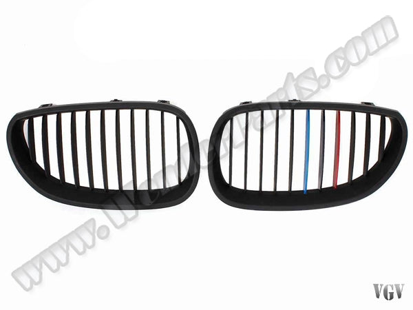 BMW 5 Serisi E60 ve E60 LCI 2003-2009 Uyumlu Mat Siyah M Renkli Ön Panjur Seti