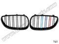 BMW 5 Serisi E60 ve E60 LCI 2003-2009 Uyumlu Piano Siyah, Çift Çıtalı M Renkli Ön Panjur Seti