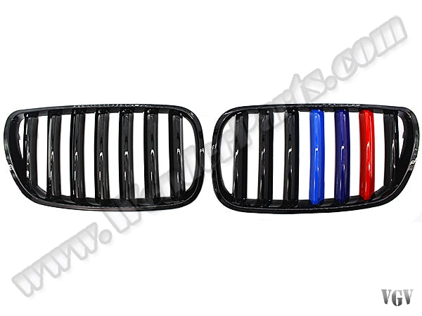 BMW X3 E83 LCI 2007-2010 Uyumlu Piano Siyah M Renkli Ön Panjur Seti