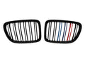 BMW X1 E84 2010-2015 Uyumlu Piano Siyah, Çift Çıtalı M Renkli Ön Panjur Seti