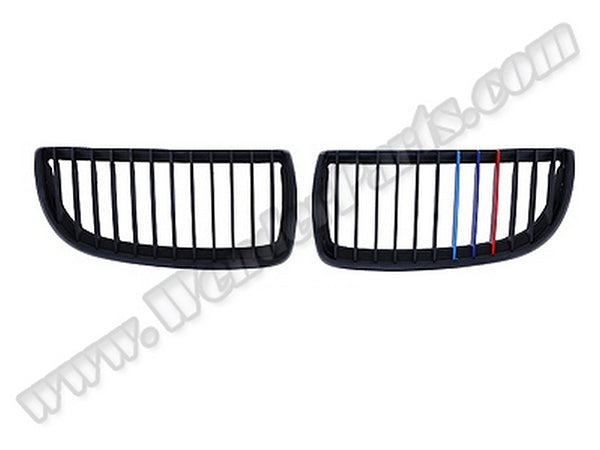 BMW 3 Serisi E90 2005-2008 Uyumlu Piano Siyah M Renkli Ön Panjur Seti