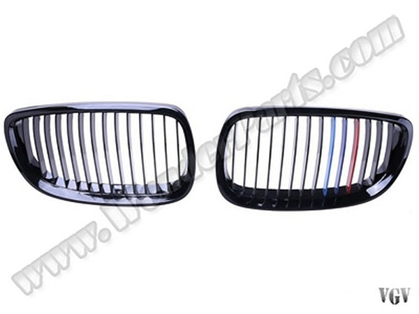 BMW 3 Serisi E92 2006-2009 Uyumlu Piano Siyah M Renkli Ön Panjur Seti