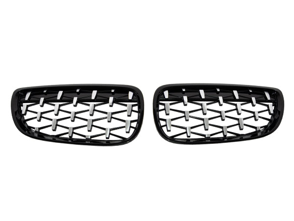 BMW 3 Serisi E92 LCI 2010-2013 Uyumlu Siyah/Krom/Siyah, Diamond Style Ön Panjur Seti