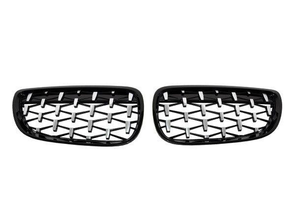 BMW 3 Serisi E92 LCI 2010-2013 Uyumlu Piano Siyah, Diamond Style Ön Panjur Seti