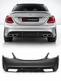 Mercedes W205 Sedan 2014-2018 C63 AMG Style komple arka tampon petek ızgara ve difüzör ürün görseli 1