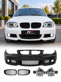 BMW 1 Serisi E81 E82 E87 E88 M Sport ön tampon siyah panjur ve sis farı seti