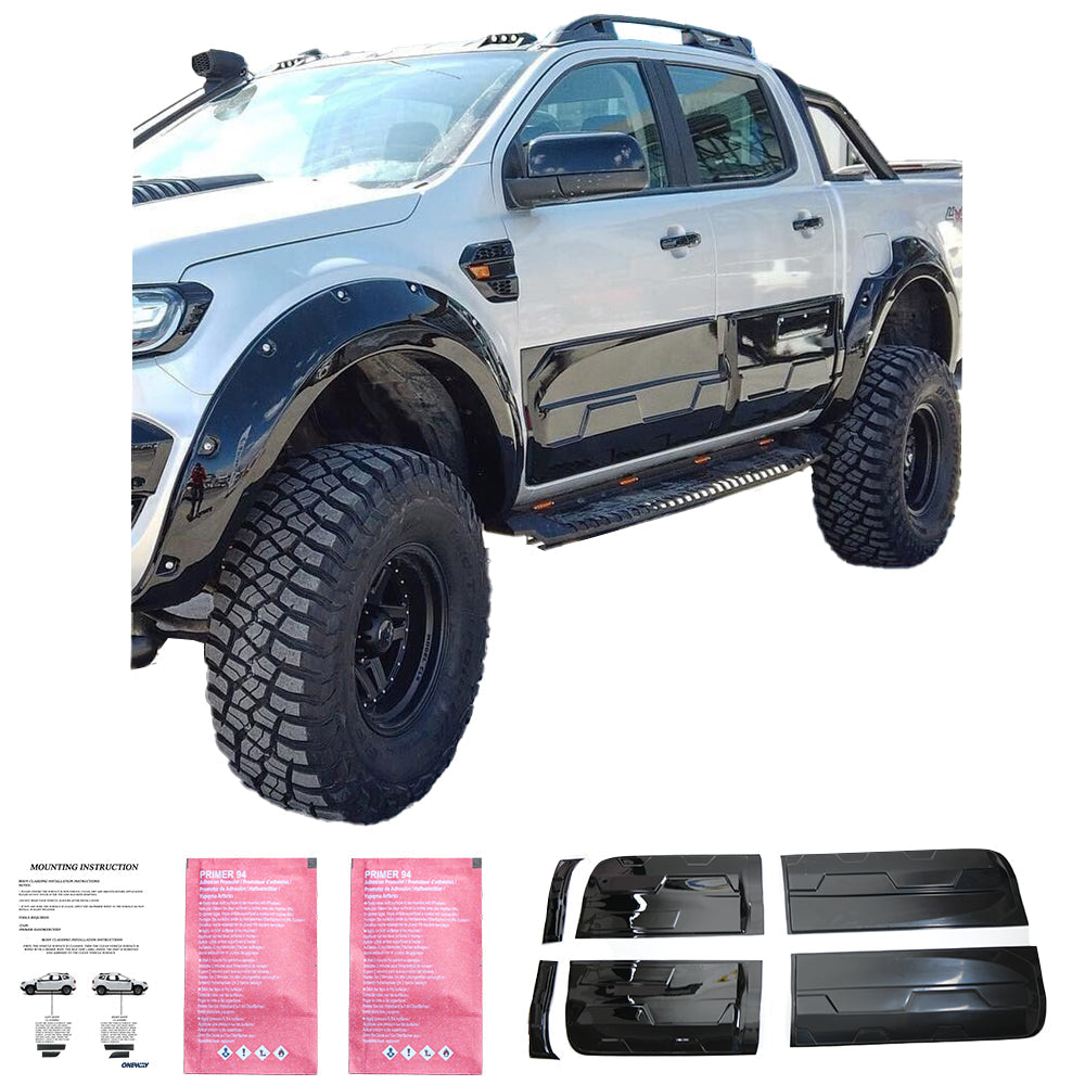 Gövde Kaplama Seti Uyumlu FORD Ranger T6-T7-T8 2012-2022 (Jumbo) Gloss Siyah