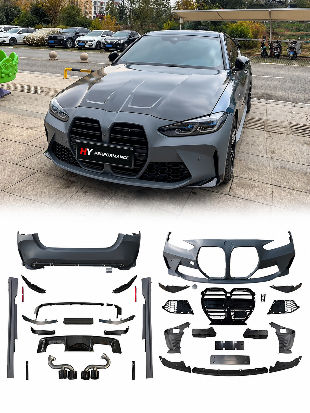 BMW 4 Serisi G22 G23 M4 G82 G83 Style Body Kit ön arka tampon seti