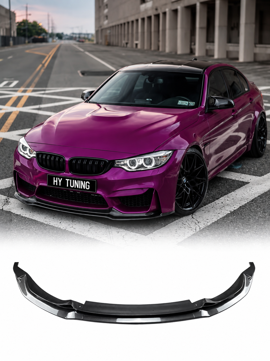 BMW M3 F80 ve M4 F82 F83 uyumlu karbon görünümlü ön tampon eki