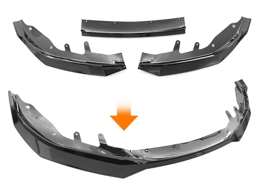 BMW 4 Serisi G22 G23 2020+ Uyumlu M Performance V2 Style 3 Parça Ön Tampon Eki (Lip) – Parlak Siyah