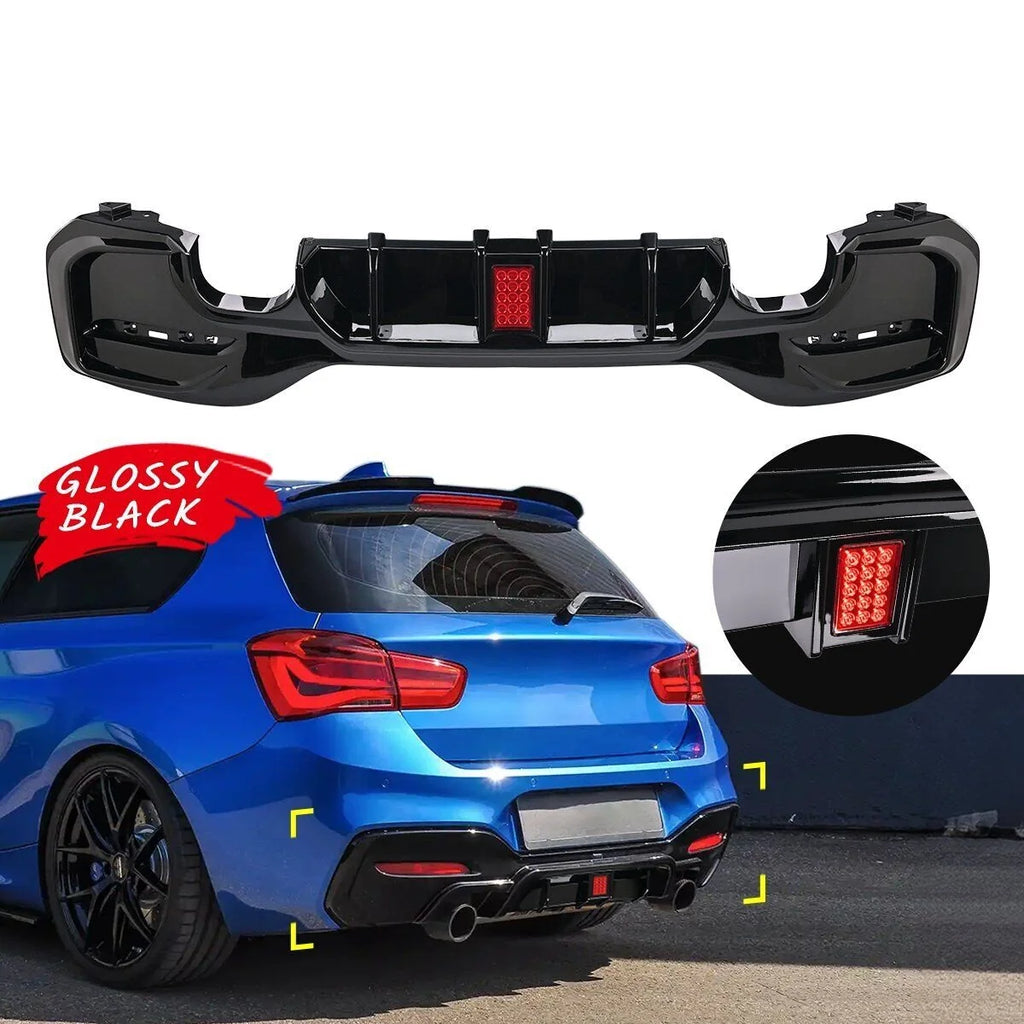 BMW 1 Serisi F20 LCI 2015-2019 Uyumlu M Performance Parlak Siyah LED’li Arka Difüzör