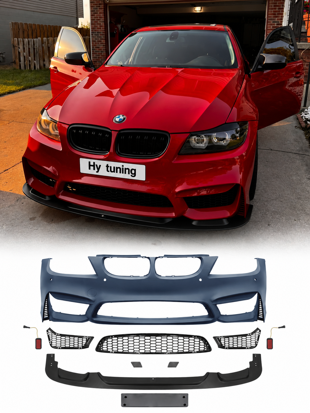 BMW E90 LCI 2008-2011 M4 Style komple ön tampon seti ve Ön Tampon Eki