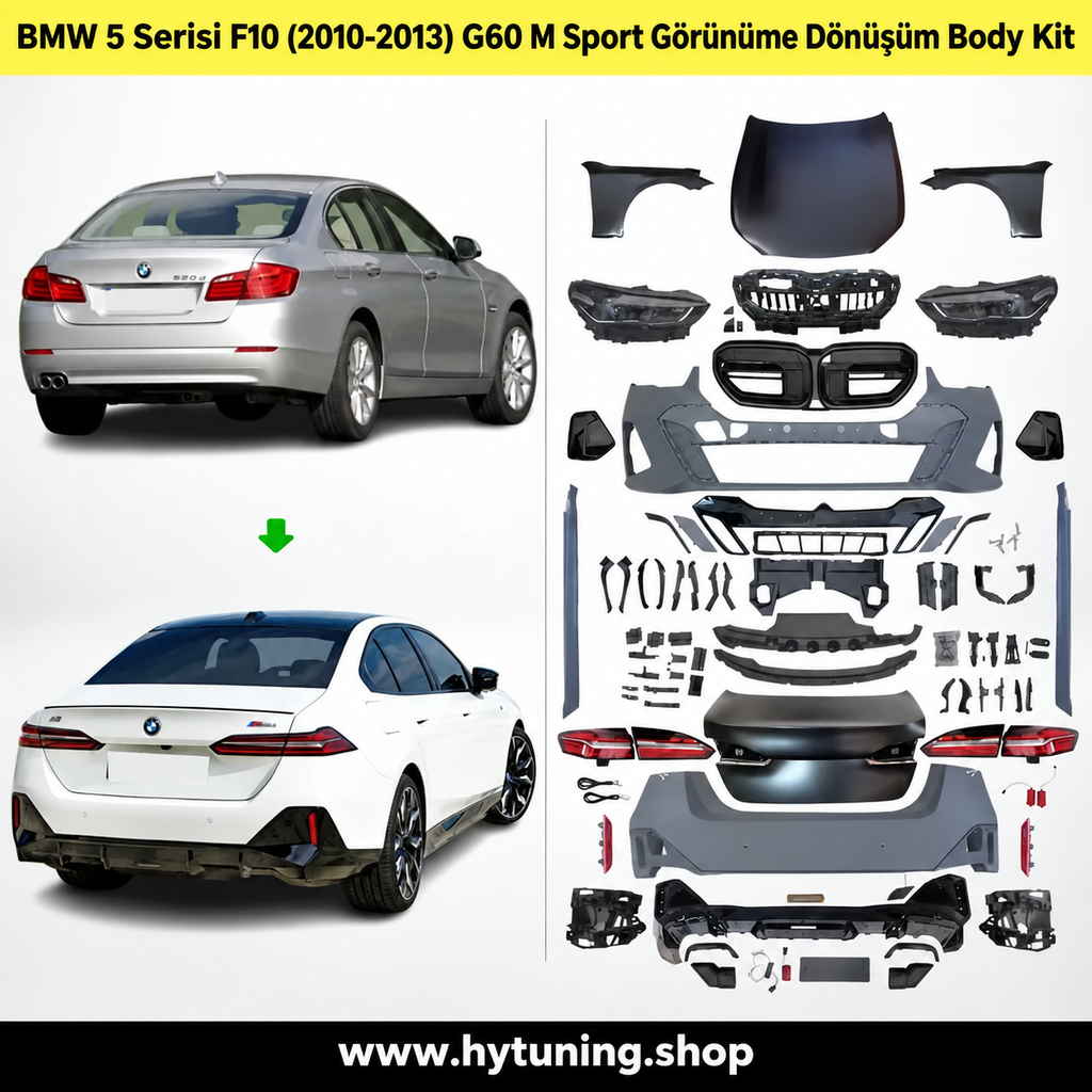 BMW 5 SERİSİ F10 2010-2013 G60 M SPORT DÖNÜŞÜM BODY KIT - TAMPON, KAPUT, ÇAMURLUK, FAR, STOP