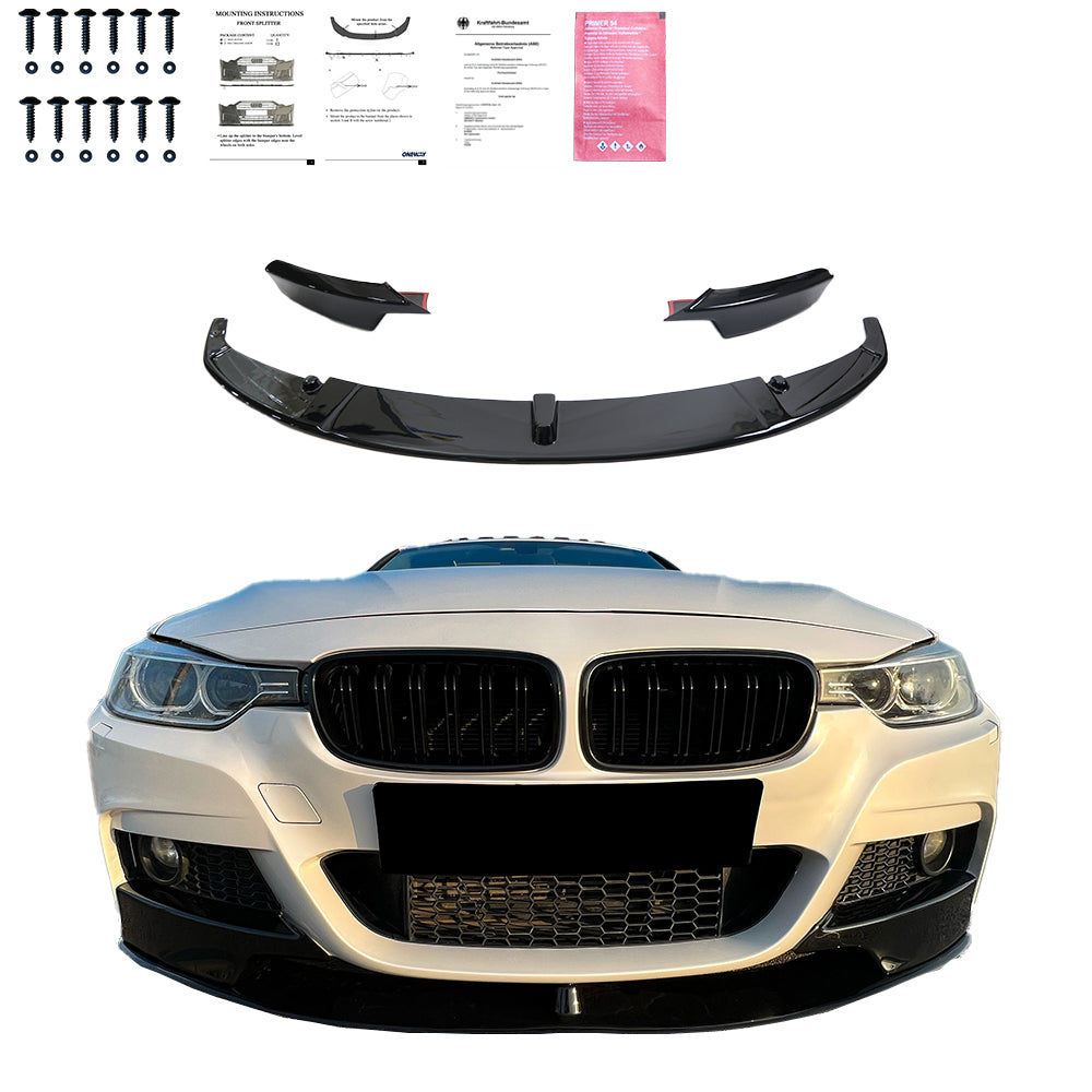 Ön Tampon Eki Uyumlu BMW 3 Series F30 M-Pack 2012-2019 w / Flaps ABE TÜV Belgeli
