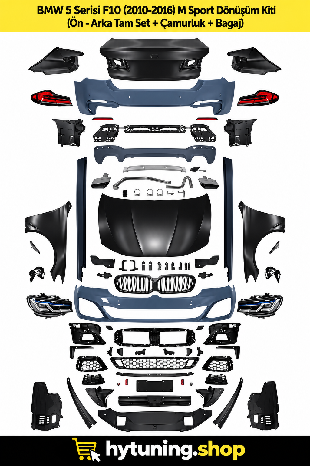 BMW 5 Serisi F10 LCI G30 LCI M Sport komple dönüşüm seti bagaj ve arka çamurluk dahil