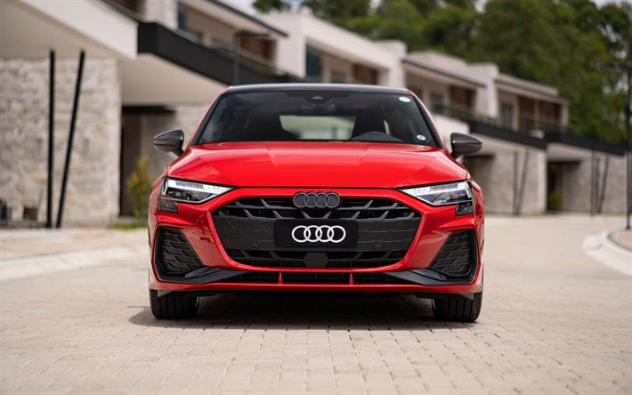 Audi A3 8Y 2024 sonrası S Line Style ön tampon panjur ve parlak siyah yan ızgara detayları