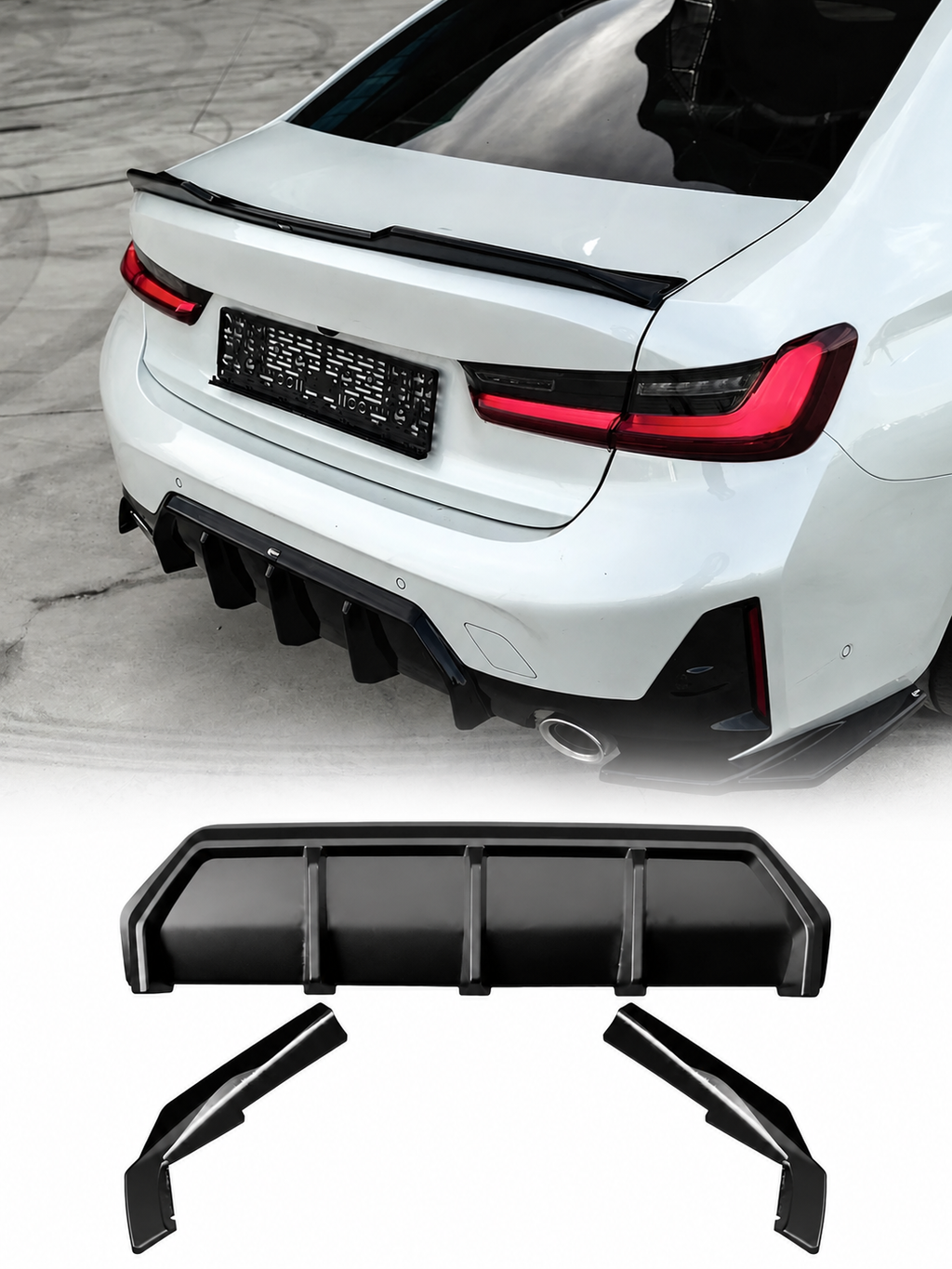 BMW 3 Serisi G20 LCI M Sport 2022+ Arka Difüzör ve Flap Seti
