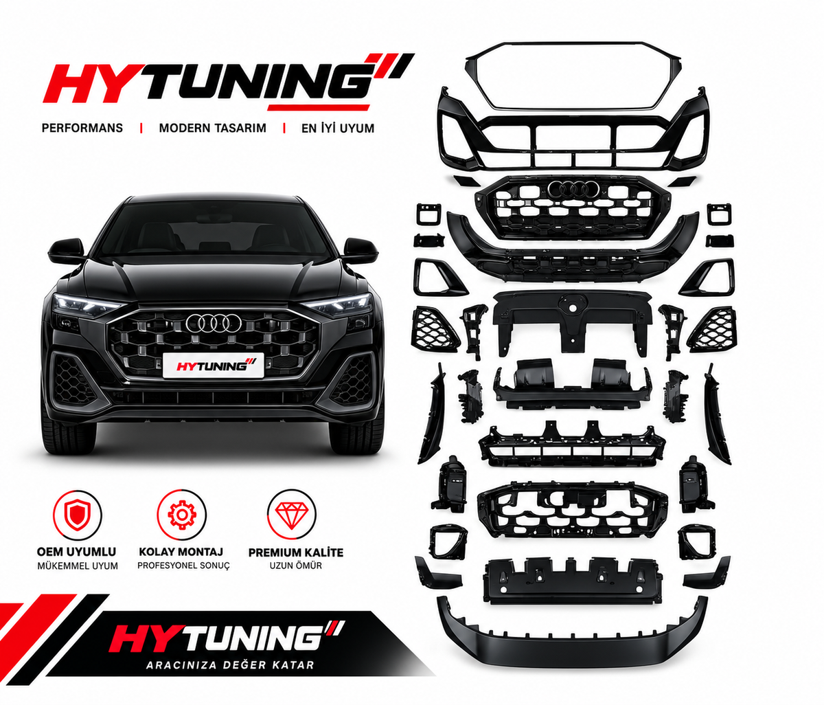 Audi Q8 2024+ S-Line komple ön tampon seti