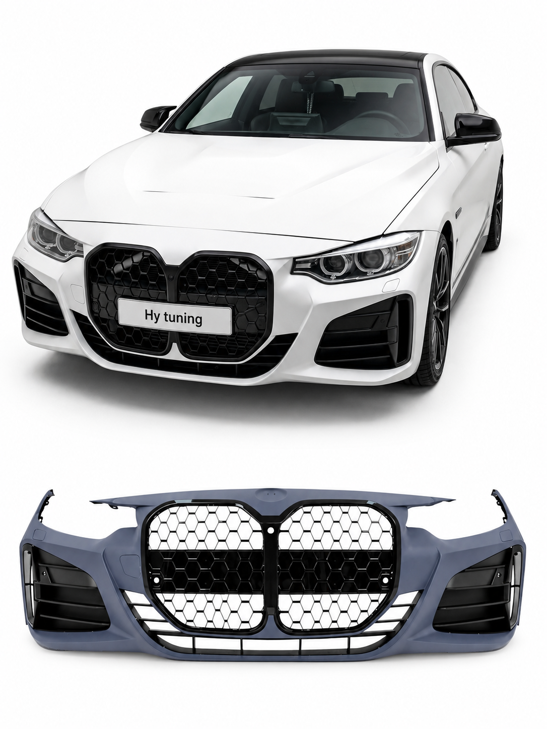 BMW 4 Serisi F32/F36 2013-2020 Uyumlu M Sport (M Tech) G22 LCI Style Far Yıkamalı PDC Panjurlu Komple Ön Tampon Seti