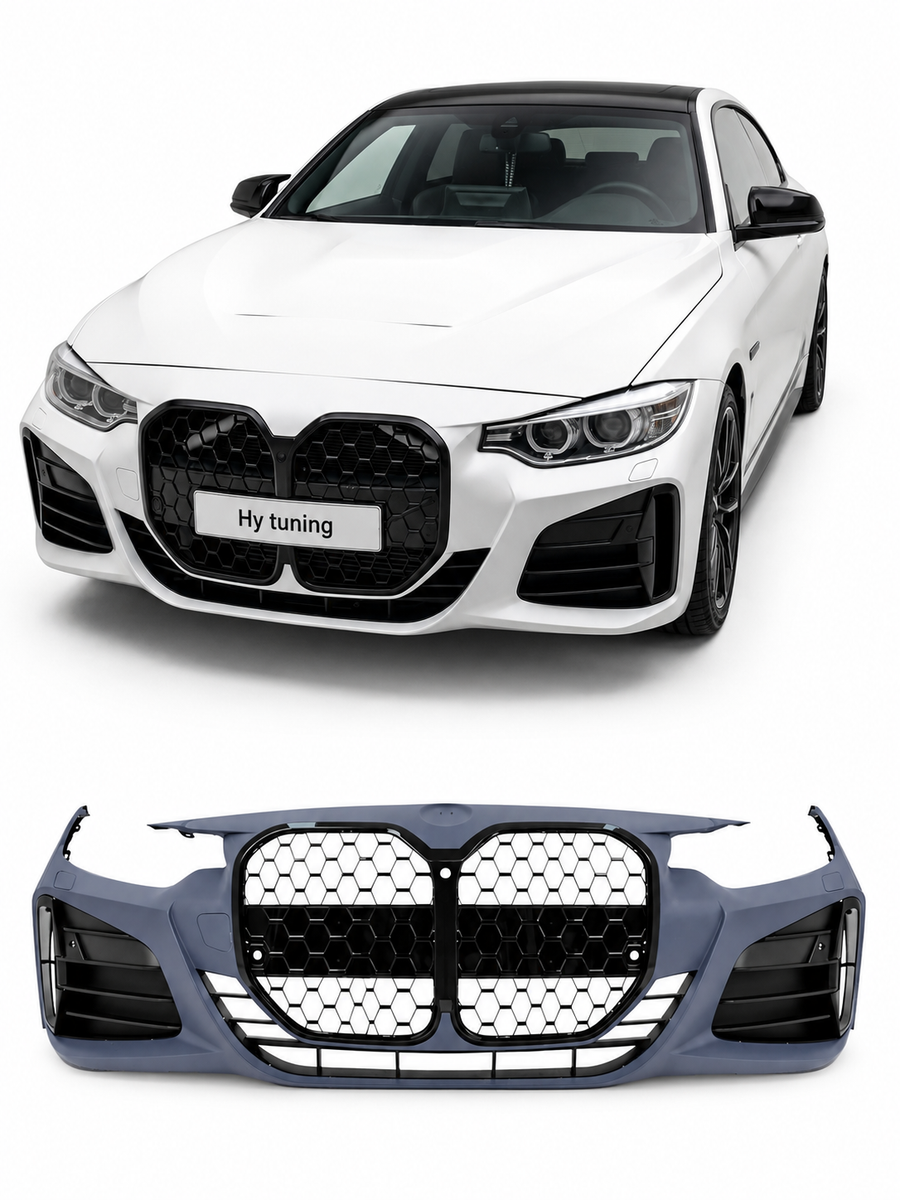 BMW 4 Serisi F32/F36 2013-2020 Uyumlu M Sport (M Tech) G22 LCI Style Far Yıkamalı PDC Panjurlu Komple Ön Tampon Seti