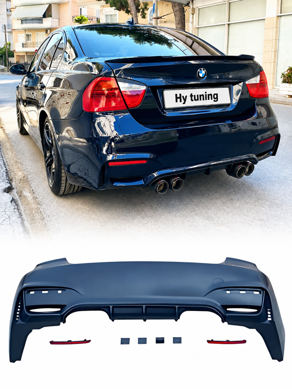 BMW E90 2005-2011 M4 Style komple arka tampon seti dört egzoz çıkışlı