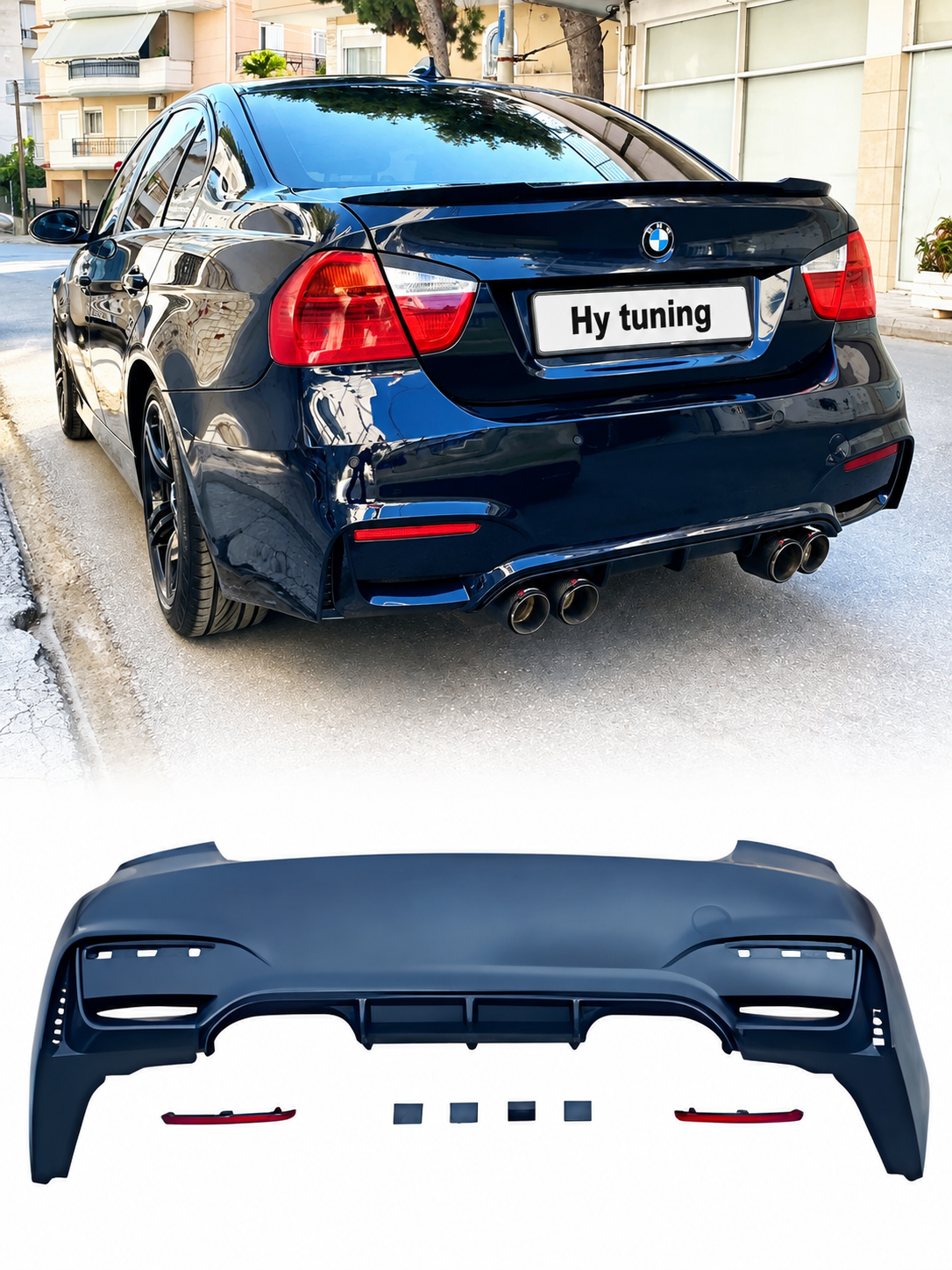 BMW E90 2005-2011 M4 Style komple arka tampon seti dört egzoz çıkışlı