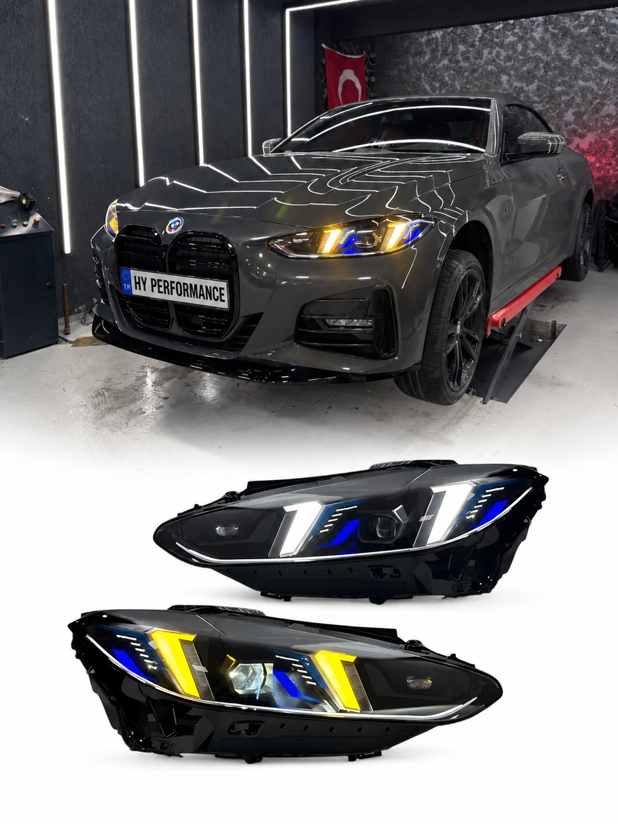 BMW 4 Serisi G22 G23 G26 2020+ Uyumlu 2025 LCI Style Snake Eyes Far Seti