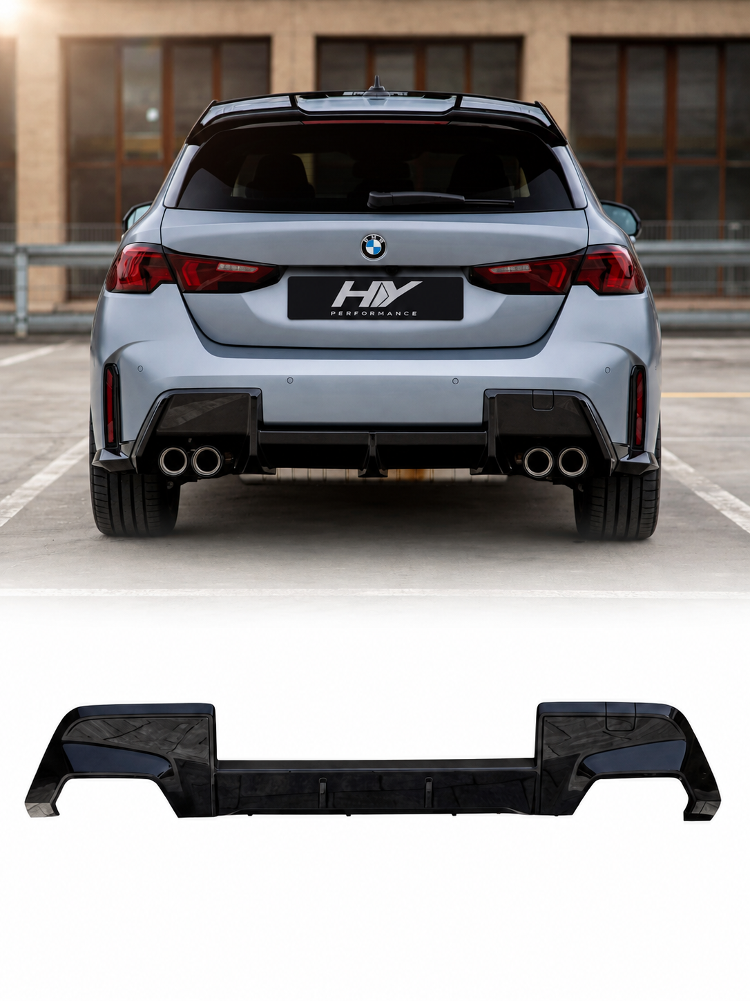 BMW 1 Serisi F70 2024+ M Performance Style Parlak Siyah Arka Difüzör