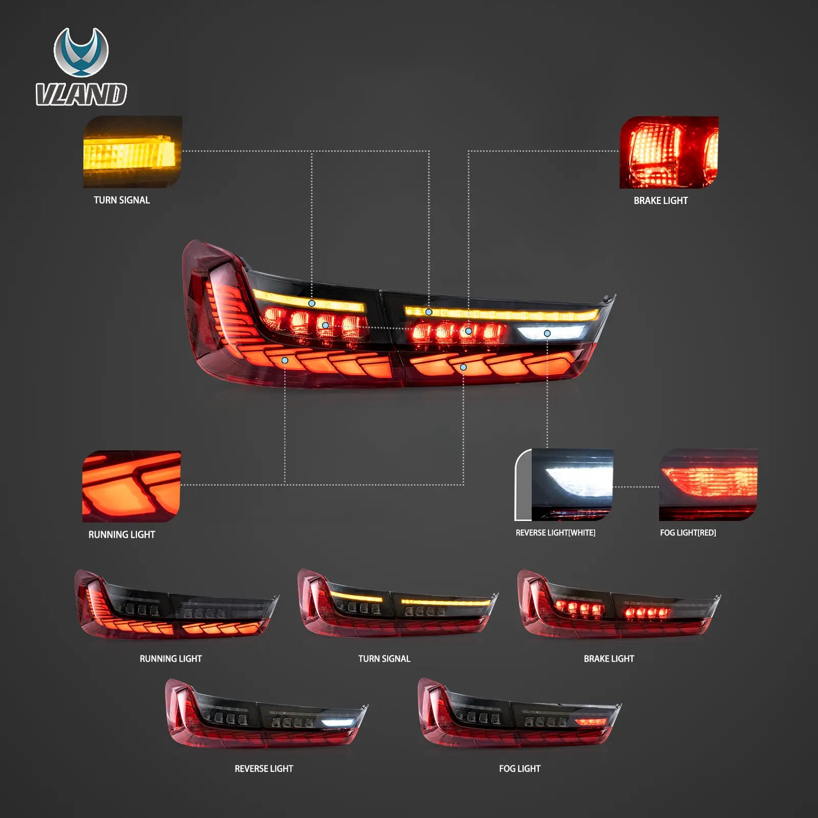 BMW 3 SERİSİ G20 UYUMLU GTS DRAGON OLED STOP SETİ SMOKE