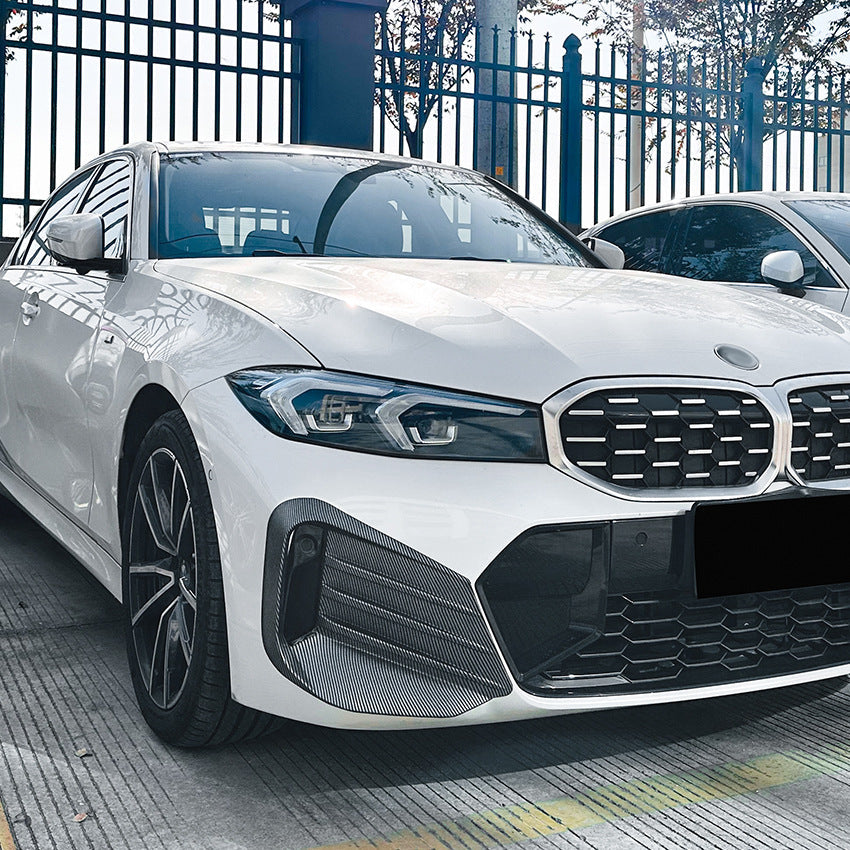 BMW 3 Serisi G20 LCI Uyumlu Tampon Bıçağı Sis Çerçevesi Kapağı Karbon Görünümlü & Piano Black