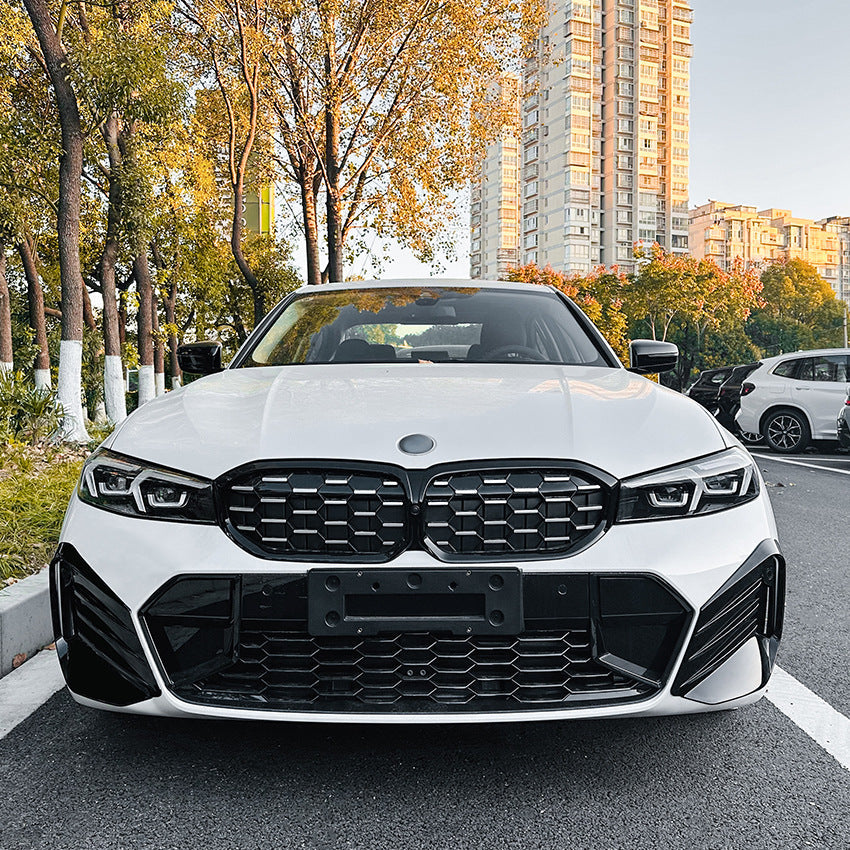 BMW 3 Serisi G20 LCI Uyumlu Tampon Bıçağı Sis Çerçevesi Kapağı Karbon Görünümlü & Piano Black