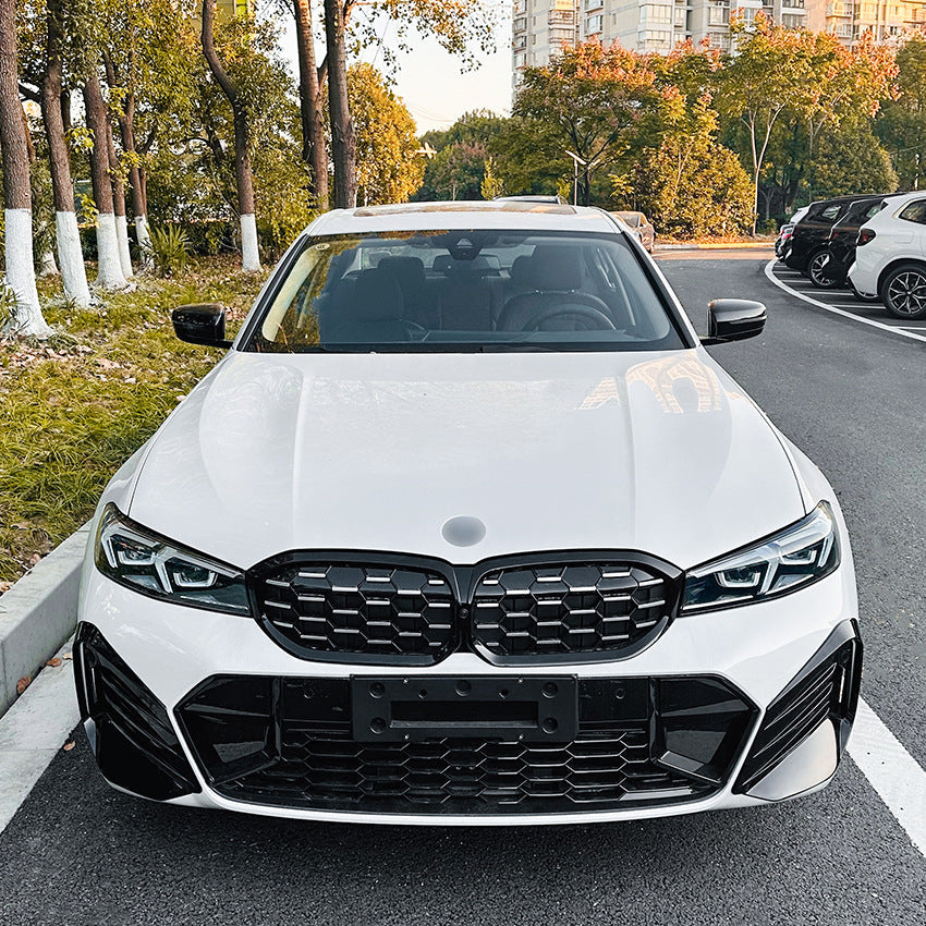 BMW 3 Serisi G20 LCI Uyumlu Tampon Bıçağı Sis Çerçevesi Kapağı Karbon Görünümlü & Piano Black