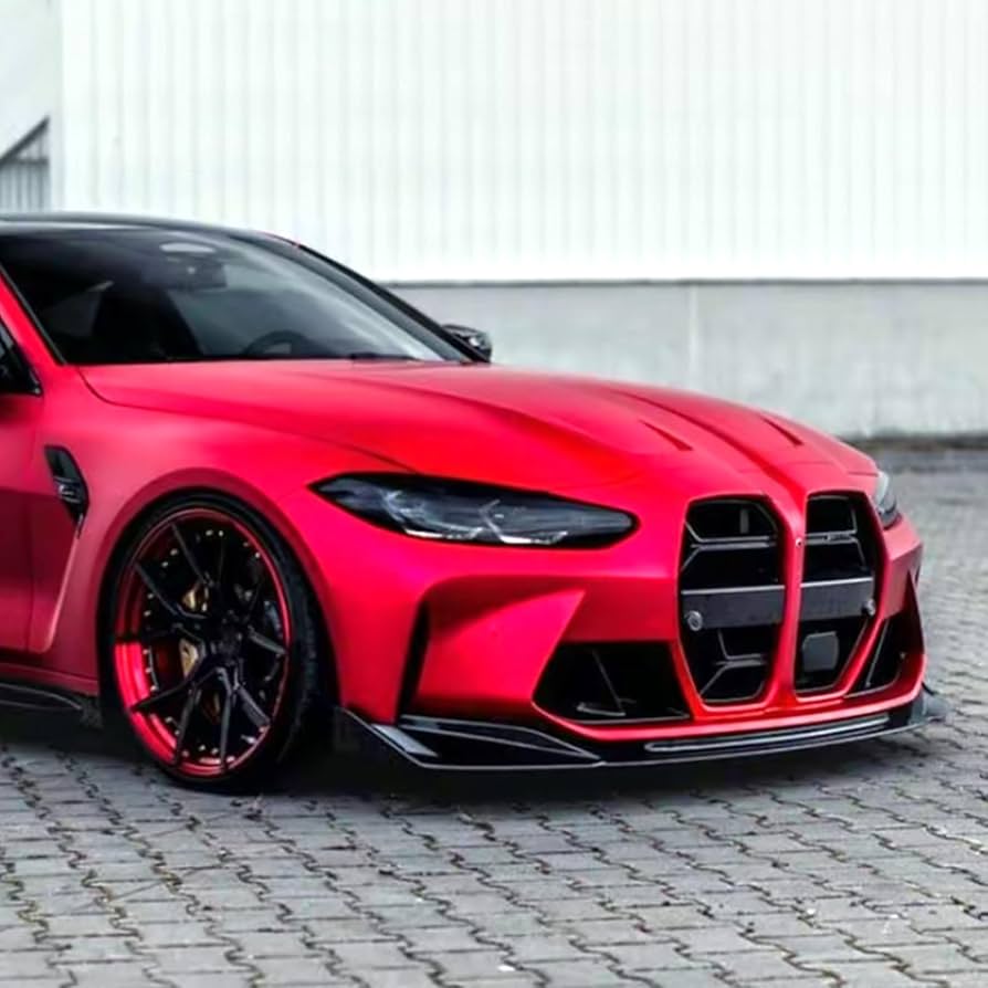 BMW M3 M4 G80 G81 G82 G83 Uyumlu V Style Ön Tampon Eki Parlak Siyah & Karbon Görünümlü